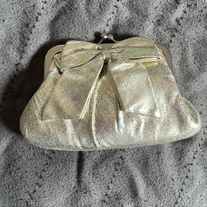 Shiny silver clutch